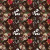 (REMNANT) 100% Cotton Digital Fabric Brown Skulls Red Roses Spider Webs Crafty Approx 31cm x 138cm
