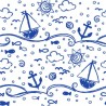 (REMNANT) 100% Cotton Fabric Craft Cotton Co Nautical Friends Out At Sea Approx 23cm x 112cm