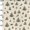 (REMNANT) 100% Cotton Fabric John Louden Scandinavian Christmas Reindeer Evergreen Trees Stars Approx 52cm x 57cm