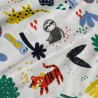 (REMNANT) 100% Cotton Fabric Jungle Animals Cartoon Giraffe Sloth Tiger Approx 44cm x 145cm