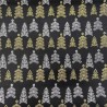(REMNANT) 100% Cotton Metallic Fabric John Louden Christmas Trees Black Approx 55cm x 56cm