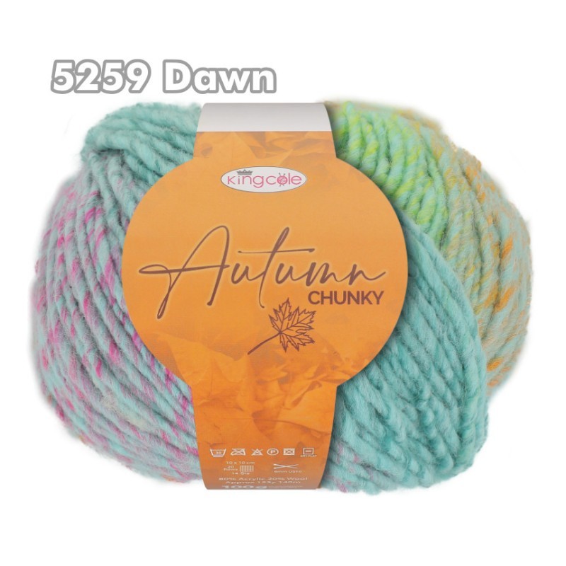 King Cole Autumn Chunky Yarn Knitting Crochet 80% Acrylic 20% Wool 100g