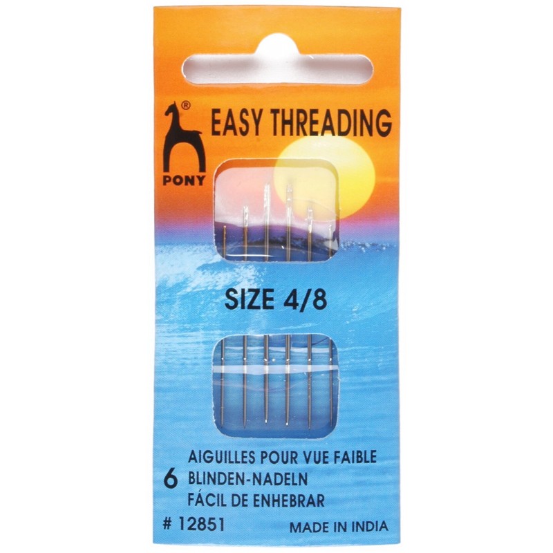 Pony Easy Thread Gold Eye Needles Size 4-8 Pack Craft Sewing Knitting