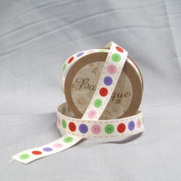 Bowtique Natural Vintage Cotton Button Stitch Ribbon 15mm x 5m Reel