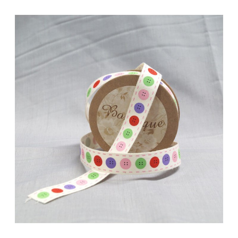 Bowtique Natural Vintage Cotton Button Stitch Ribbon 15mm x 5m Reel