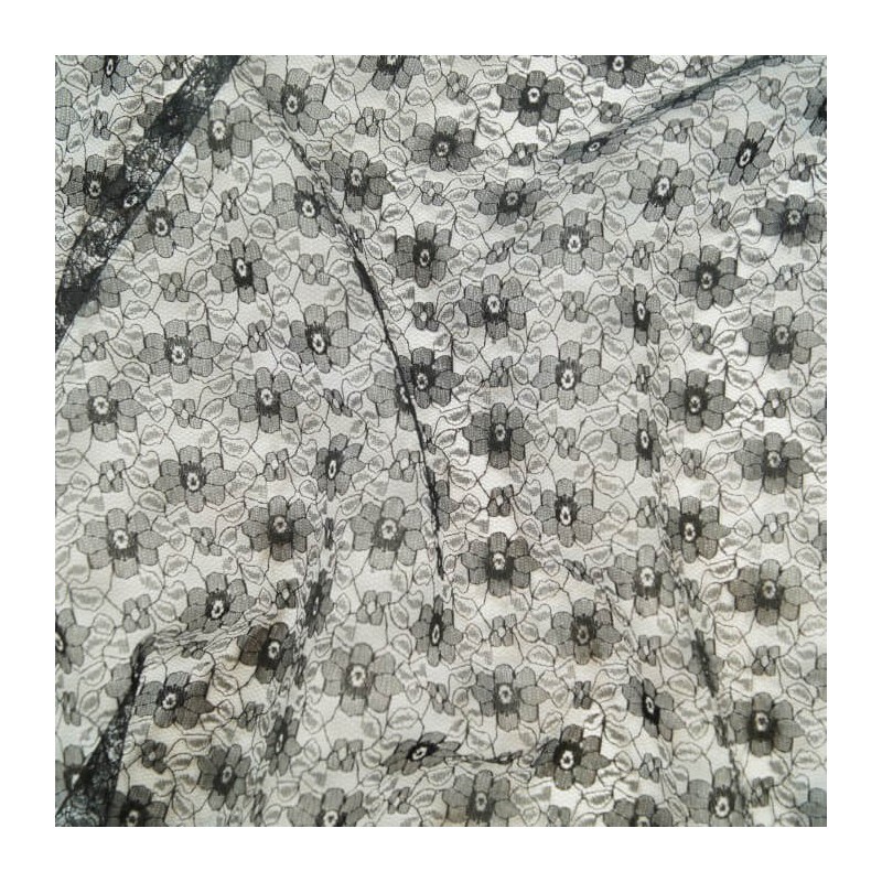 Floral Daisies Flowers 100% Polyester Lace Fabric