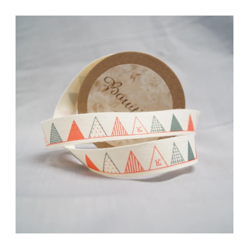 Bowtique Natural Cotton Buttons And Stamps Ribbon 15mm x 5m Reel