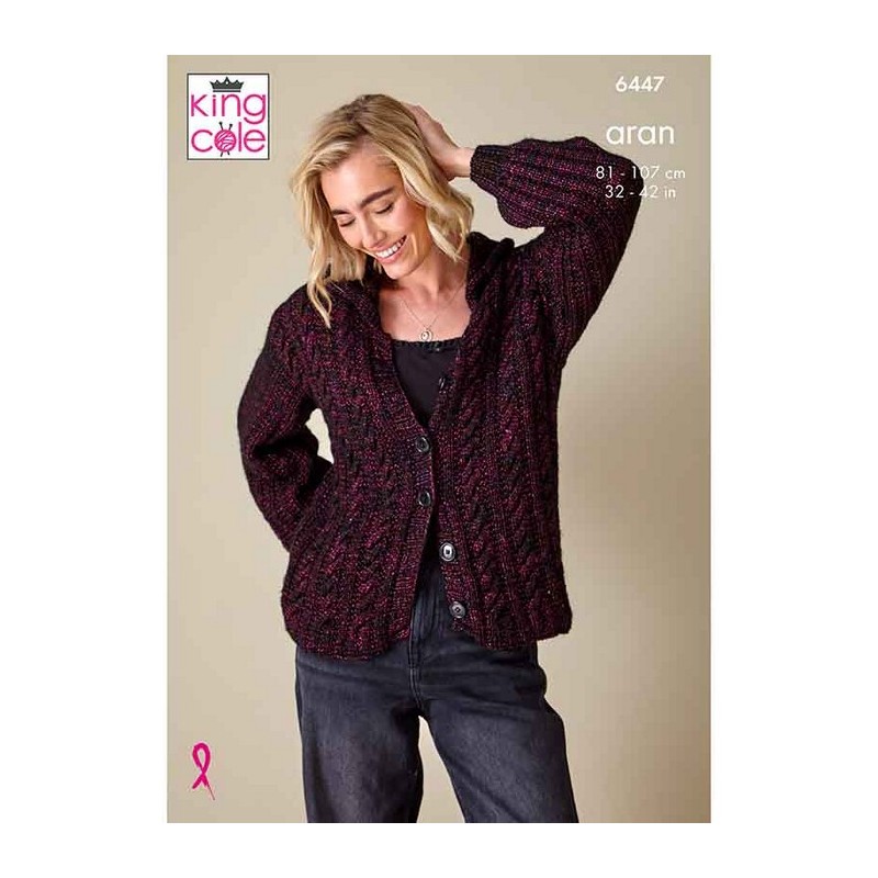 King Cole Firefly Knitting Pattern 6447 Sweater Jumper Cardigan