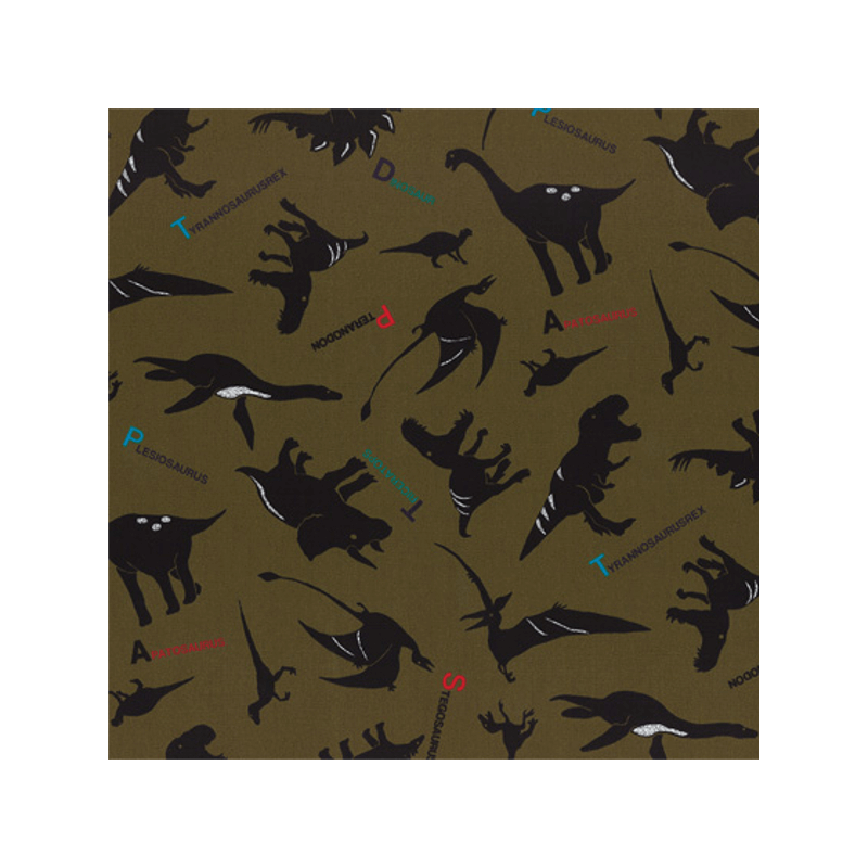 Olive Green Dinosaurs Tossed With Names