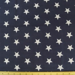 Navy Polycotton Fabric 27mm Stars