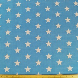 Blue Polycotton Fabric 27mm Stars