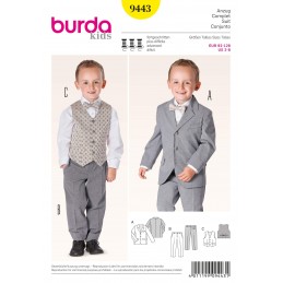 Burda Kids Boys Jacket Trousers Waistcoat Fabric Sewing Pattern 9443