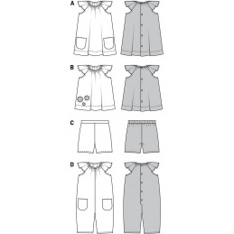 Burda Kids Toddler Dress Top Shorts Playsuit Fabric Sewing Pattern 9435