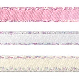 15mm x 2m, 5m or 20m Berisfords Iridescent Edge Satin Polyester Craft Ribbon