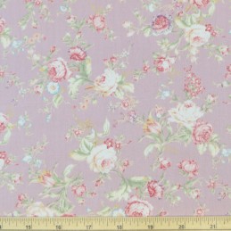 Rose Pink 100% Cotton Poplin Fabric Rose & Hubble Roses Bunches Flower Of Love