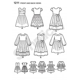 Child's Girl's Dresses 2 Lengths Simplicity Fabric Sewing Patterns 1211