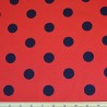 Polycotton Fabric 25mm Red & Black Polka Dot Spots