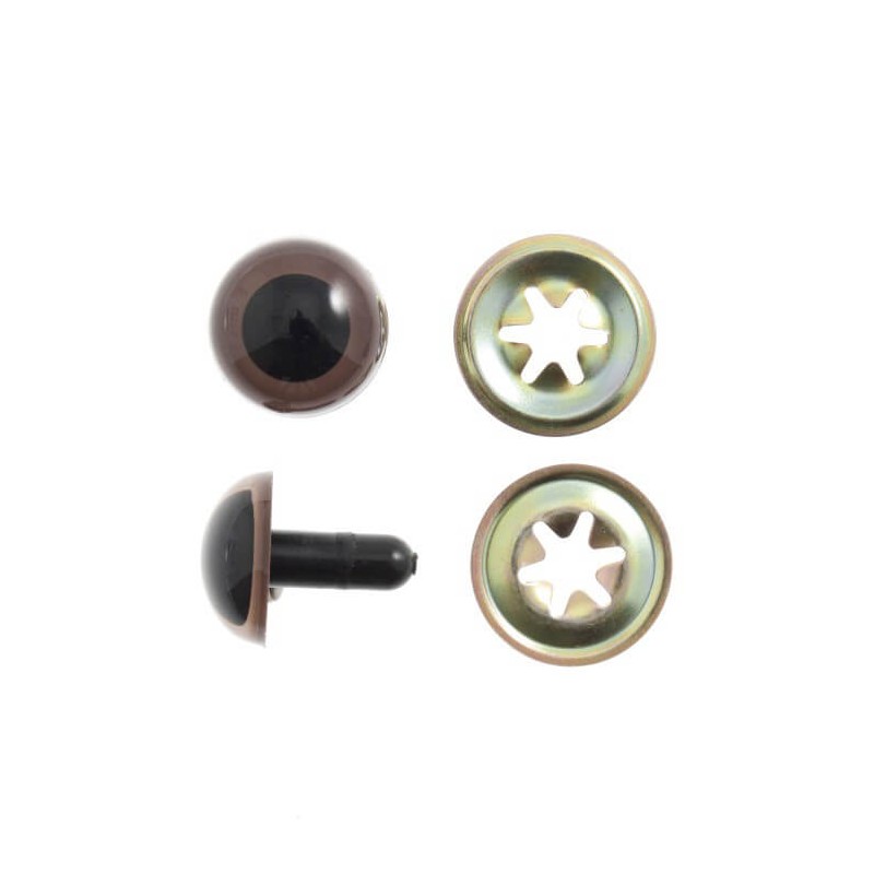 2 x Safety Brown Toy Eyes 7.5mm,10mm,12mm,15mm