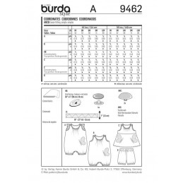 Burda Kids Baby Jumpsuit & Dress Fabric Sewing Pattern 9462