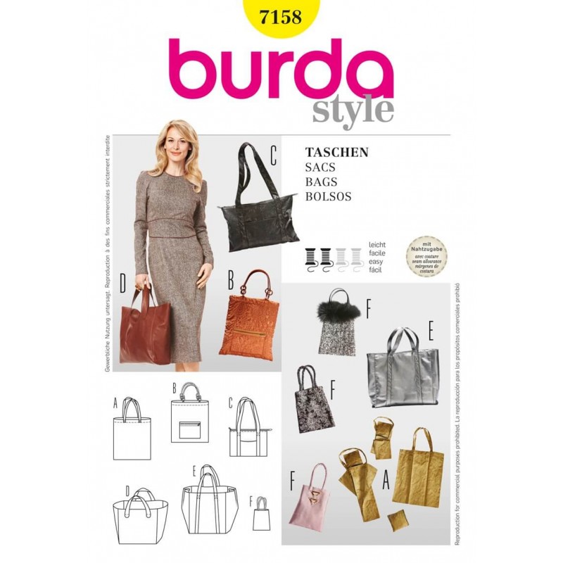 Burda Style BagsFabric Sewing Pattern 7158