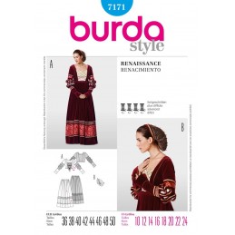 Burda Style Renaissance Dress Fancy Dress Fabric Sewing Pattern 7171