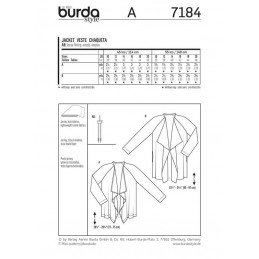 Burda Style Jackets Fabric Sewing Pattern 7184