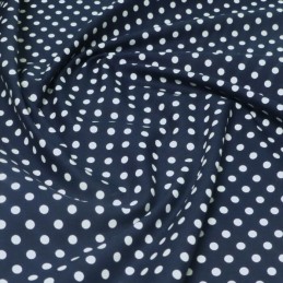 100% Cotton Poplin Fabric Rose & Hubble 7mm Polka Dots Spots Navy