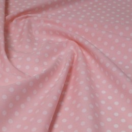 100% Cotton Poplin Fabric Rose & Hubble 7mm Polka Dots Spots Pink