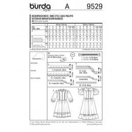 Burda Kids Girls Biedermeier Dress Costume Fabric Sewing Pattern 9529