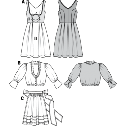 Burda Ladies Drindl Folklore Fancy Dress Costume Fabric Sewing Pattern 7443