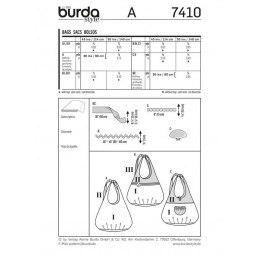Burda Style Shoulder Bags Fabric Sewing Pattern 7410