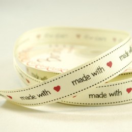 16mm Bertie's Bows Made With Love Grosgrain Heart Craft Ribbon