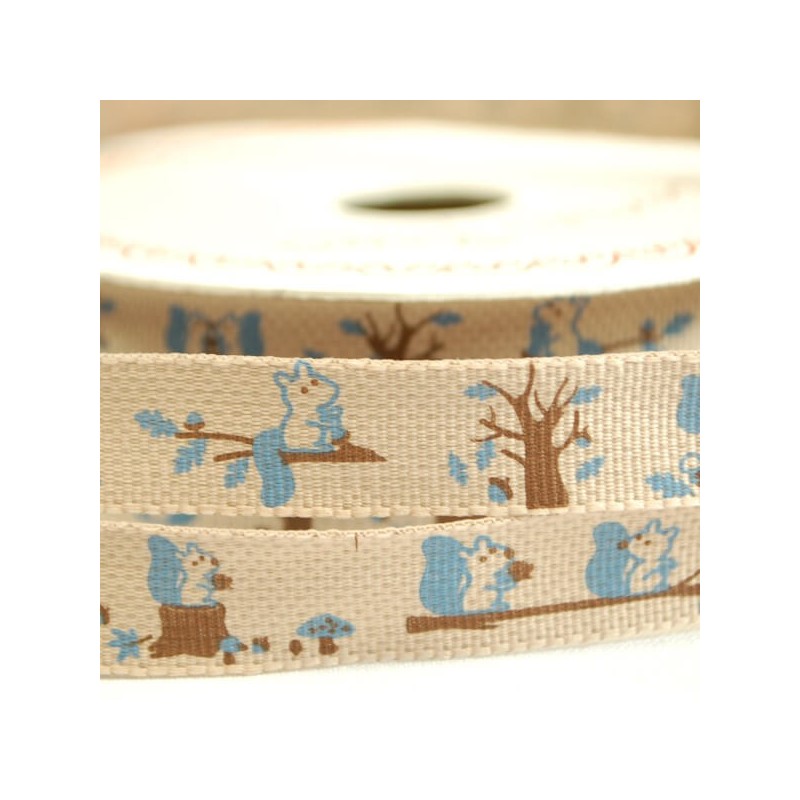 15mm Bertie's Bows Forest Friends Mr Squirrel Craft Ribbon