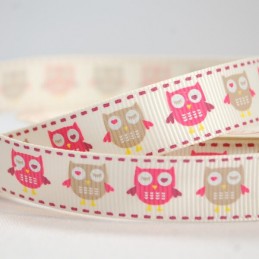 16mm Bertie's Bows Owls And Hearts Grosgrain Craft Ribbon
