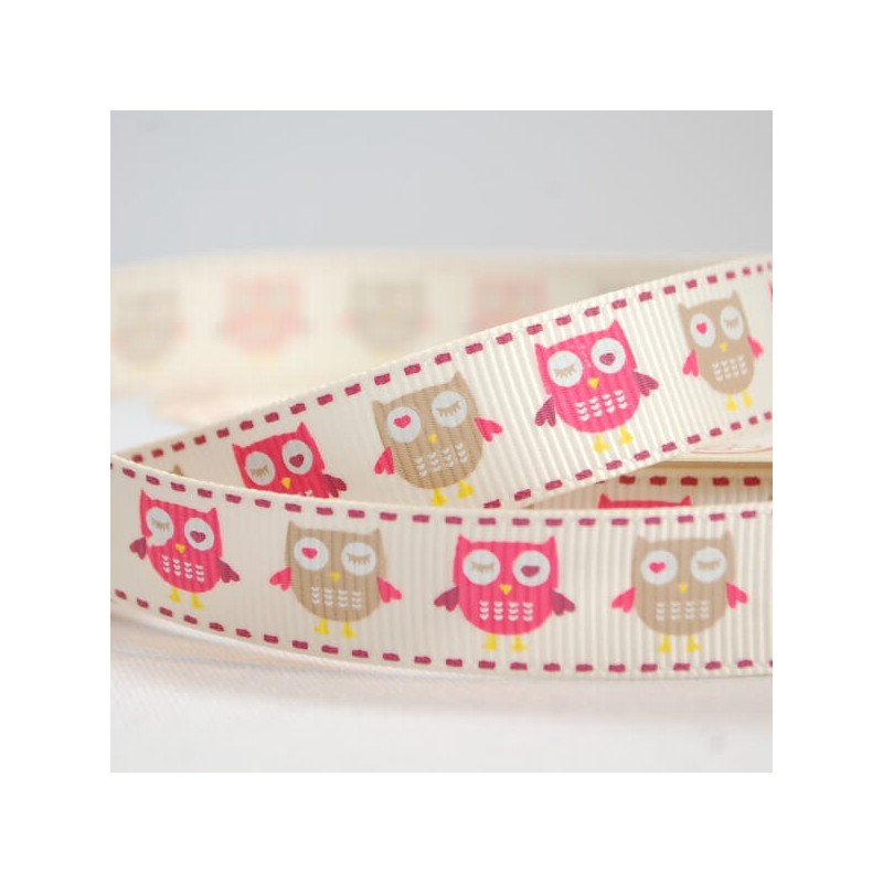 16mm Bertie's Bows Owls And Hearts Grosgrain Craft Ribbon