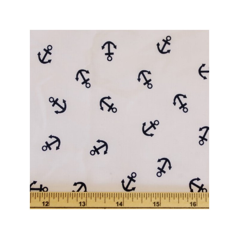 Polycotton Fabric Anchors Sam The Sailor Scattered Nautical