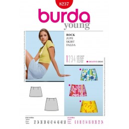 Burda Young Low Rise Short Skirt Easy To Sew Fabric Sewing Pattern 8237