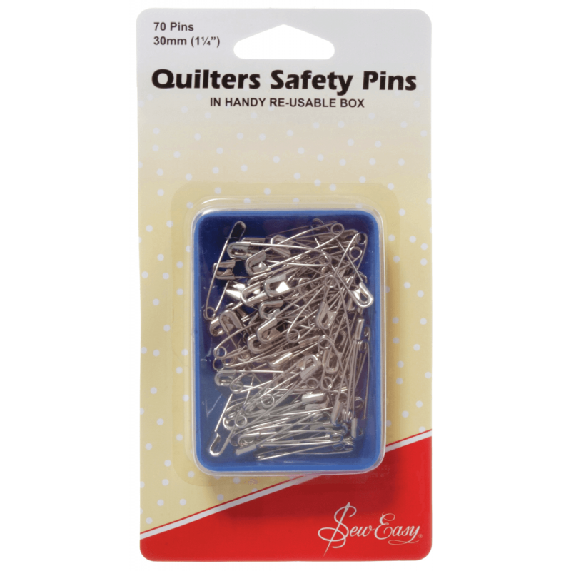 Sew Easy Quilters Open Plated Safety Pins 70 Pins 30mm 1/4\