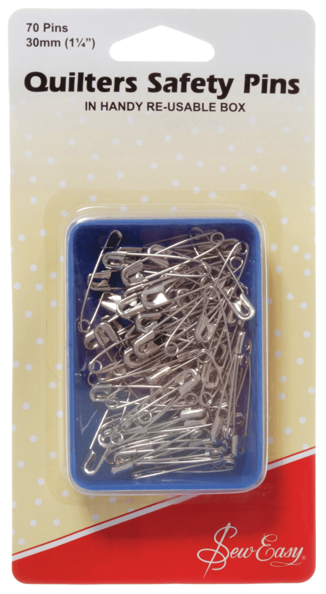 Sew Easy Quilters Open Plated Safety Pins 70 Pins 30mm 1/4"