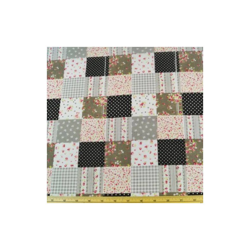 Polycotton Patchwork Floral Ditsy Flowers Squares Bows Fabric 