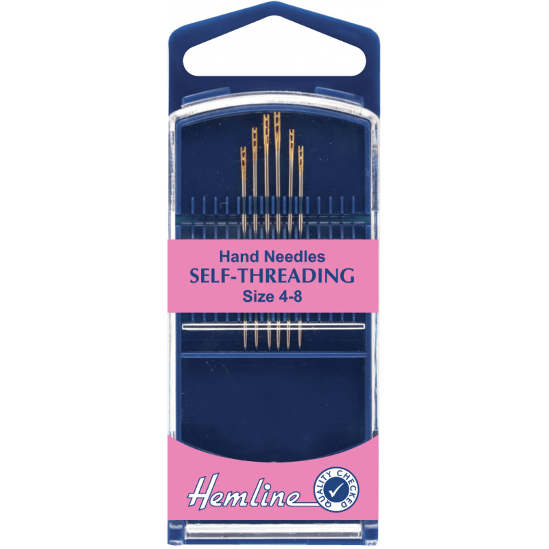 Hemline Premium Gold Eye Self Threading Hand Sewing Needles Size 4-8