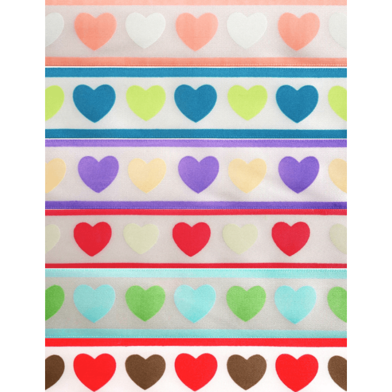 Celebrate Ribbon 25mm x 3m Multi Colour Hearts Ribbon Craft By Love