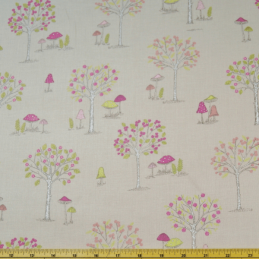 Taupe 100% Cotton Fabric Lifestyle Woodland Forest 