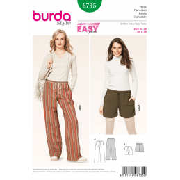Burda Misses Trousers Loose Fit Drawstring Womans Fabric Sewing Pattern 6735