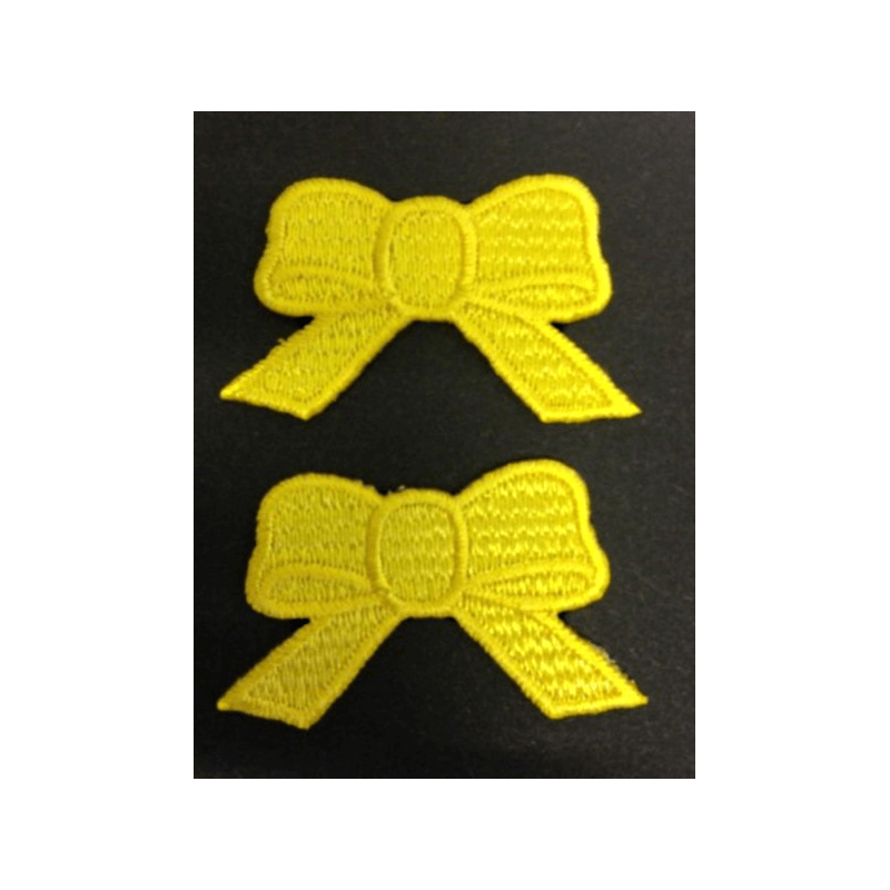 Pair of Cute Yellow Bows Ribbons Iron On Craft Motif Stylish Patch