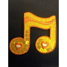 Large Orange Wavy Music Note Sequins Iron On Craft Motif Stylish Patch