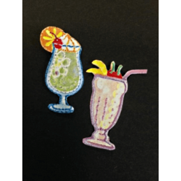 Pair of Cocktails Drinks Relax Iron On Craft Motif Stylish Patch