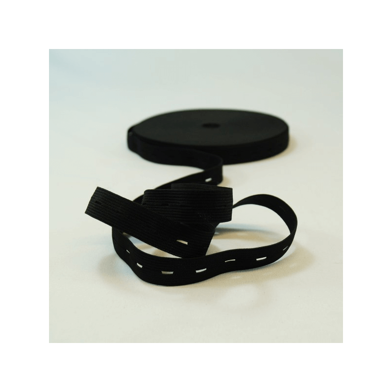 19mm Adjustable Waistband Buttonhole Elastic Black or White Various Lengths