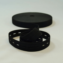 25mm Adjustable Waistband Buttonhole Elastic Black or White Various Lengths