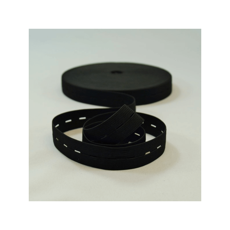 25mm Adjustable Waistband Buttonhole Elastic Black or White Various Lengths